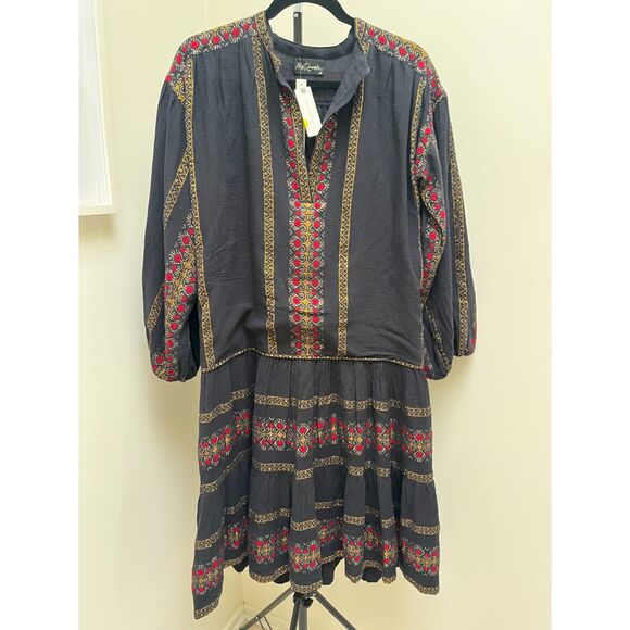 Anthropologie Mes Demoiselles Montserrat Dress Embroidered Puff Sleeves Midi NWT - Picture 9 of 15